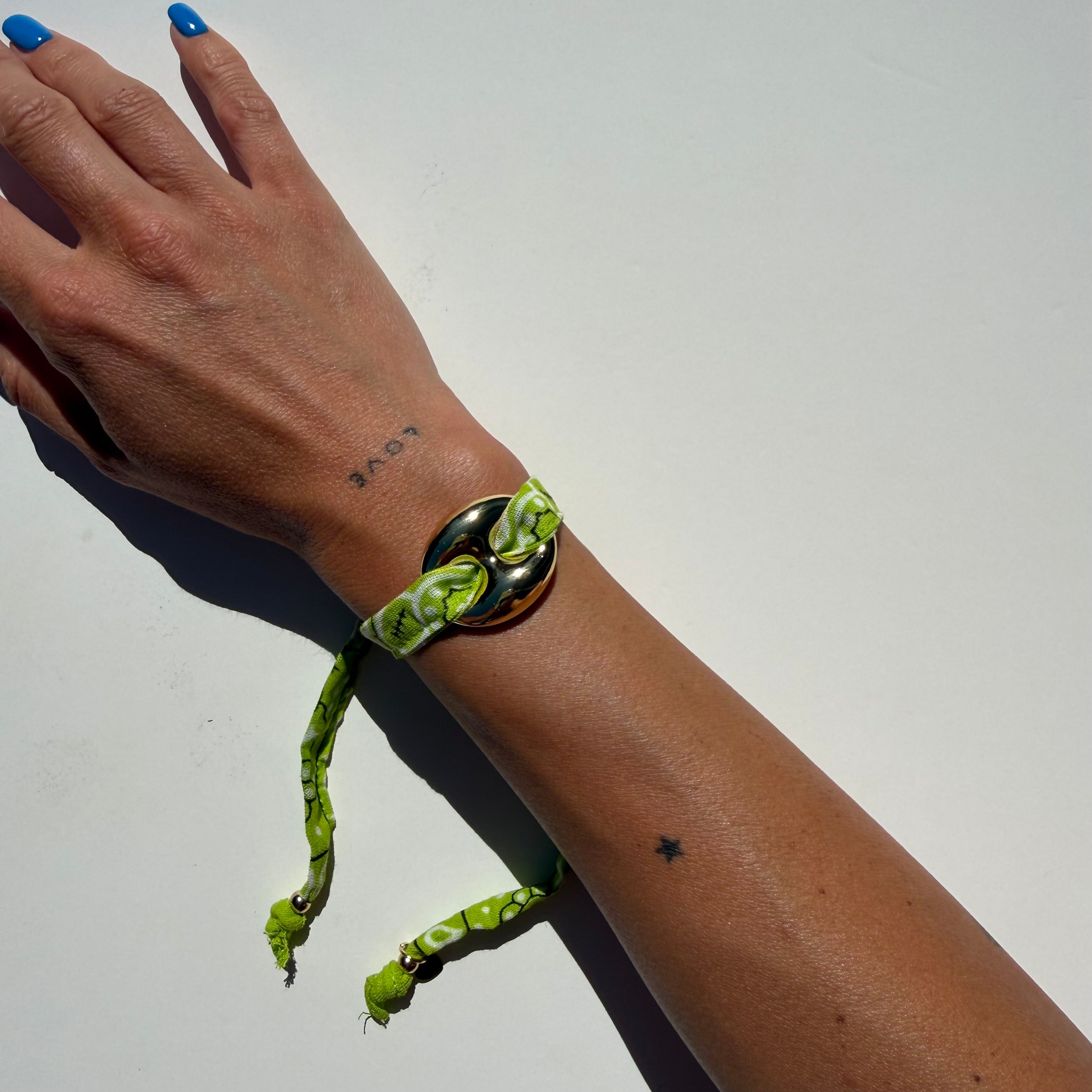 ‘LIME’ GREEN BANDANA WRAP BRACELET BY BOOM BESPOKE