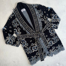 Load image into Gallery viewer, PREORDER‘MIDNIGHT’ BANDANA KNIT BELTED LONGLINE CARDIGAN
