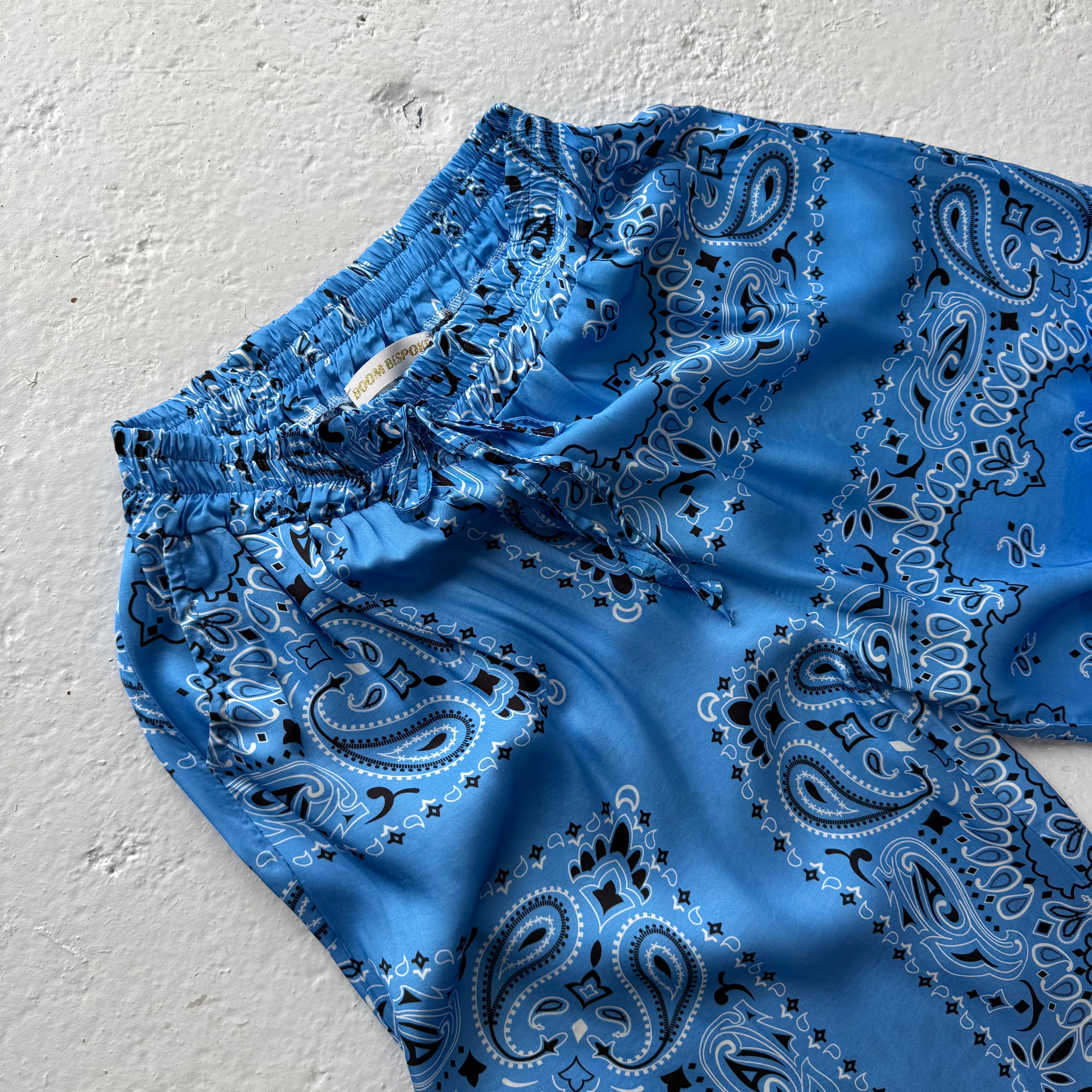 ‘AZURE’ BLUE BANDANA SILK TROUSERS CO-ORD