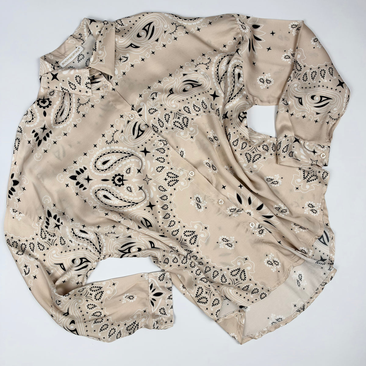 'VANILLA' GREIGE BANDANA SILKY SHIRT & TROUSER SET
