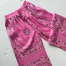 Load image into Gallery viewer, ‘FLAMINGO’ PINK BANDANA SILK TROUSERS CO-ORD
