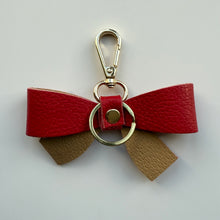 Load image into Gallery viewer, ‘SANTA’ RED BOOM BOW LEATHER KEYRING BAG CHARM
