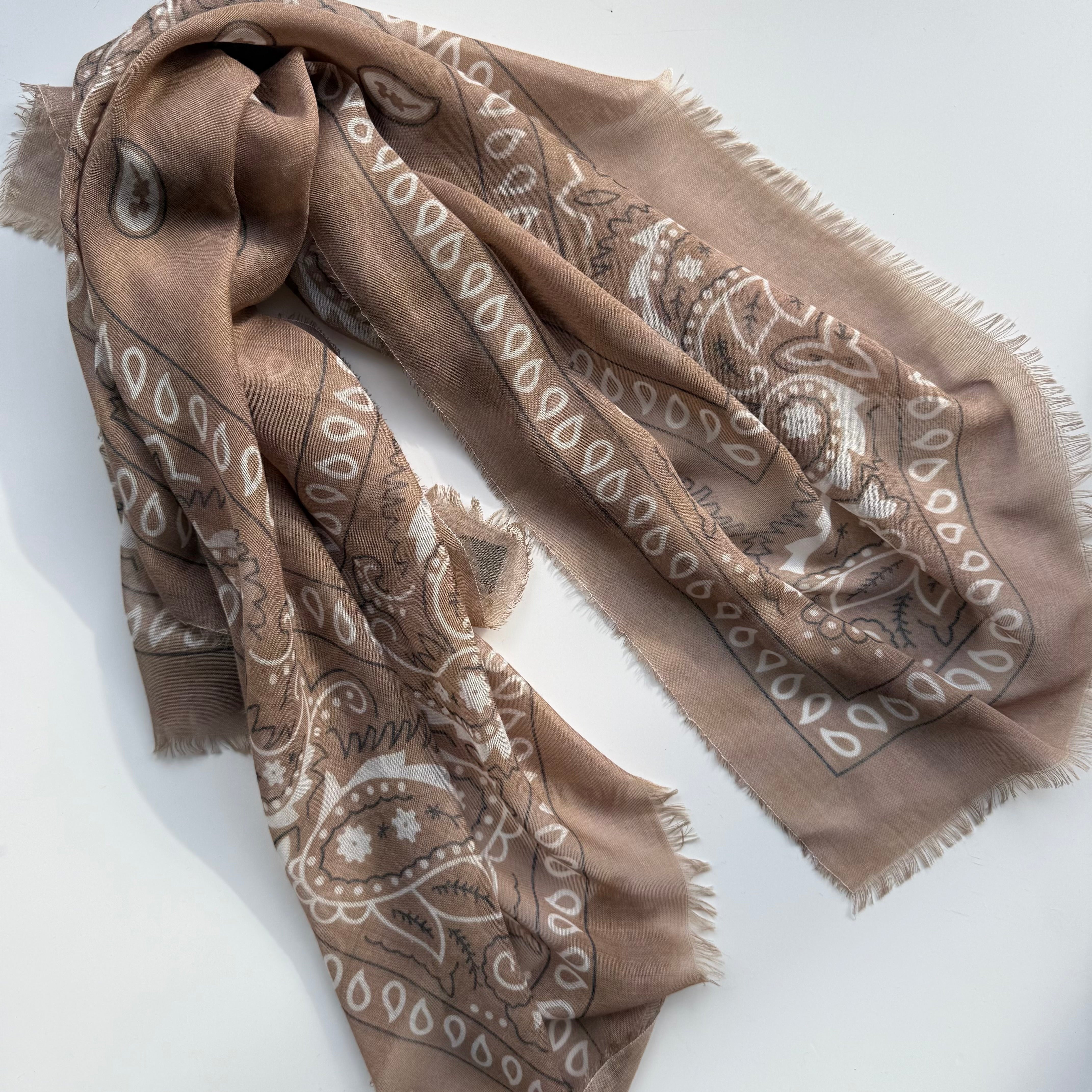 ‘TOFFEE’ TAN THE MULTIWAY SQUARE BANDANA SCARF