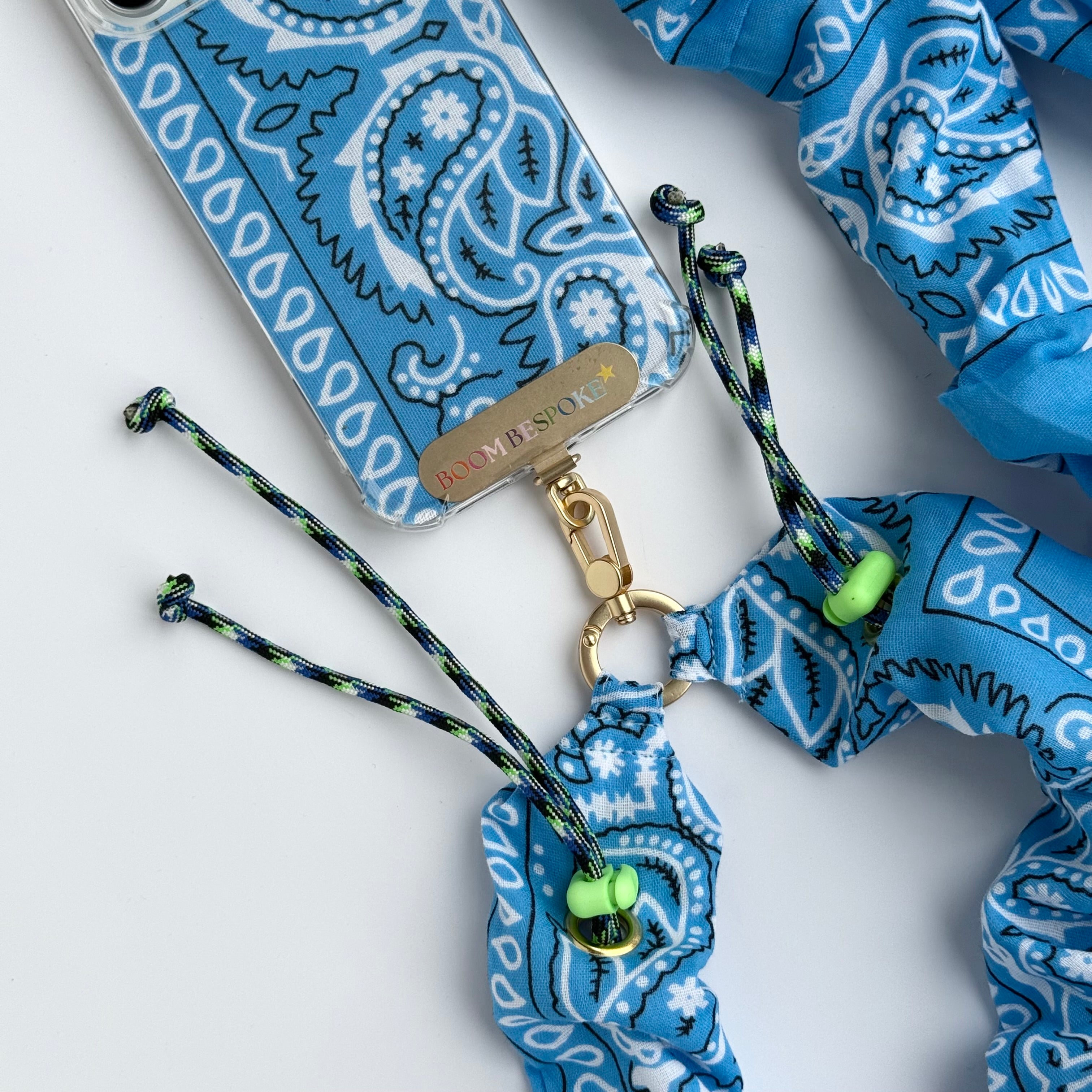 BLUE BANDANA ADJUSTABLE CROSSBODY PHONE STRAP