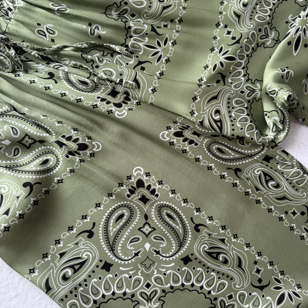 ‘ALOE’ GREEN BANDANA SILK TROUSERS CO-ORD