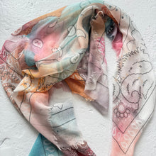 Load image into Gallery viewer, ‘WATER COLOUR’ THE LARGER MULTIWAY SQUARE BANDANA SCARF
