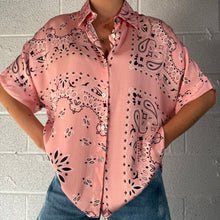 Load image into Gallery viewer, ‘ROSÉ’ PINK BANDANA SILK SHIRT CO-ORD
