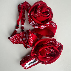 RED BANDANA ROSE CHOKER BY BOOM BESPOKE