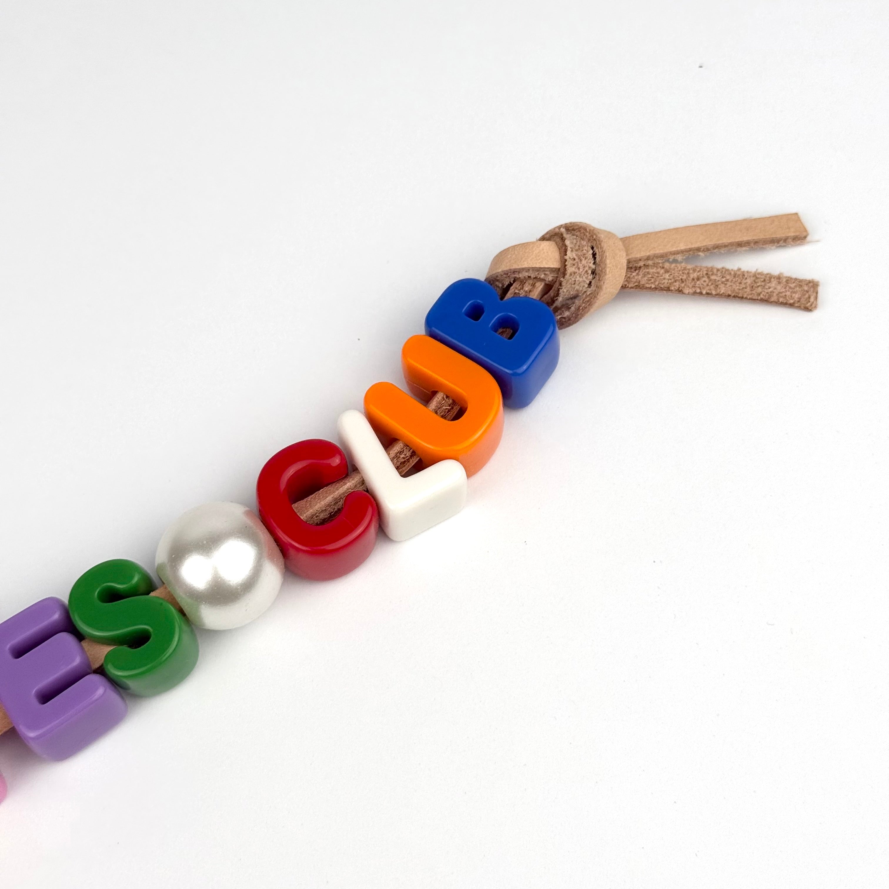 ‘PILATES CLUB’ CHUNKY LEATHER BEADED BAG CHARM BY BOOM BESPOKE
