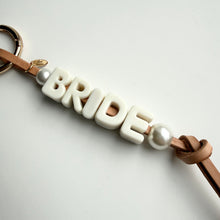 Load image into Gallery viewer, ‘BRIDE’ CHUNKY LEATHER BEADED BAG CHARM BY BOOM BESPOKE
