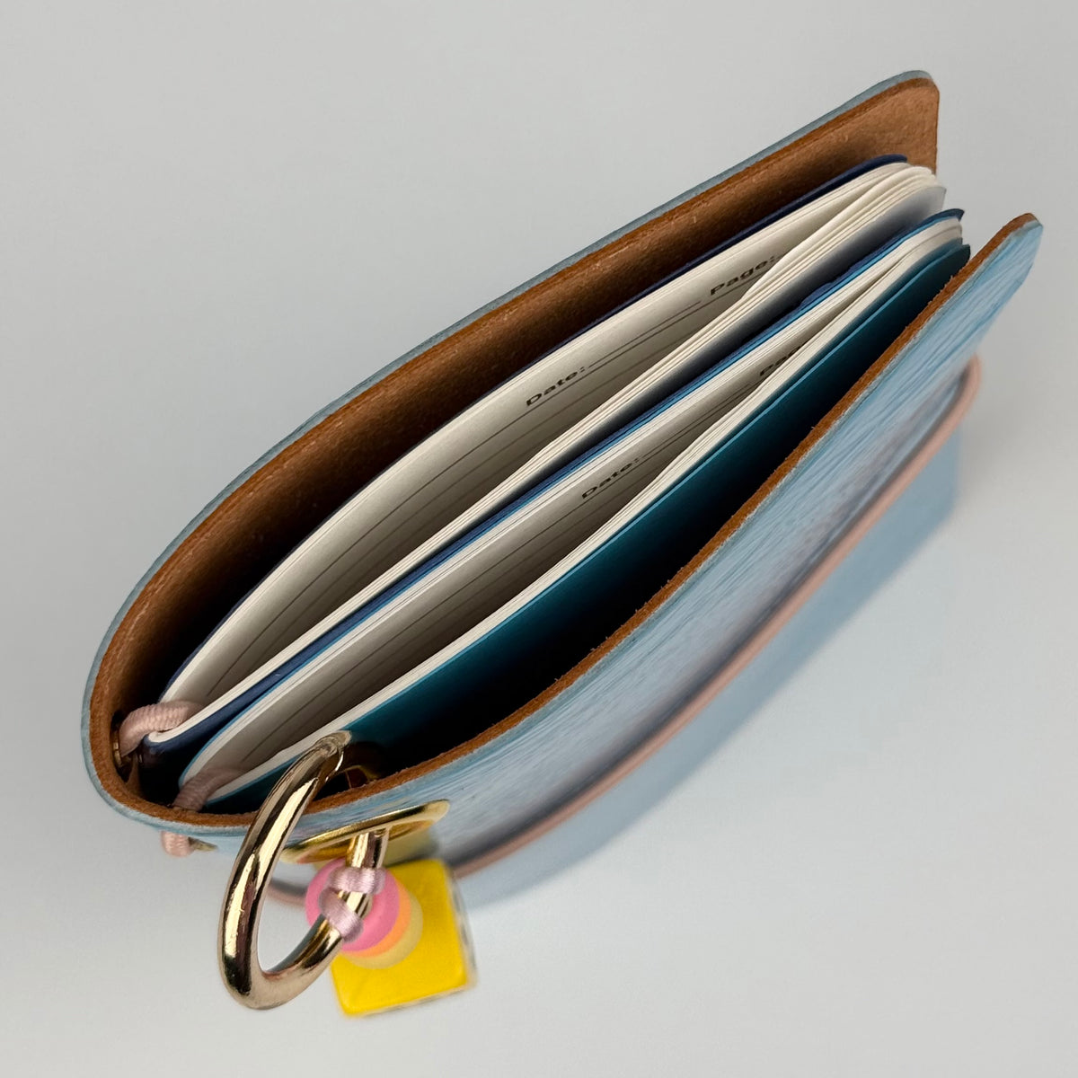 BLUE LEATHER BOOM BINDER POCKET SIZE JOURNAL COVER
