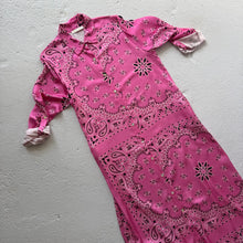 Load image into Gallery viewer, ‘FLAMINGO’ PINK BANDANA SILK MAXI SHIRT DRESS
