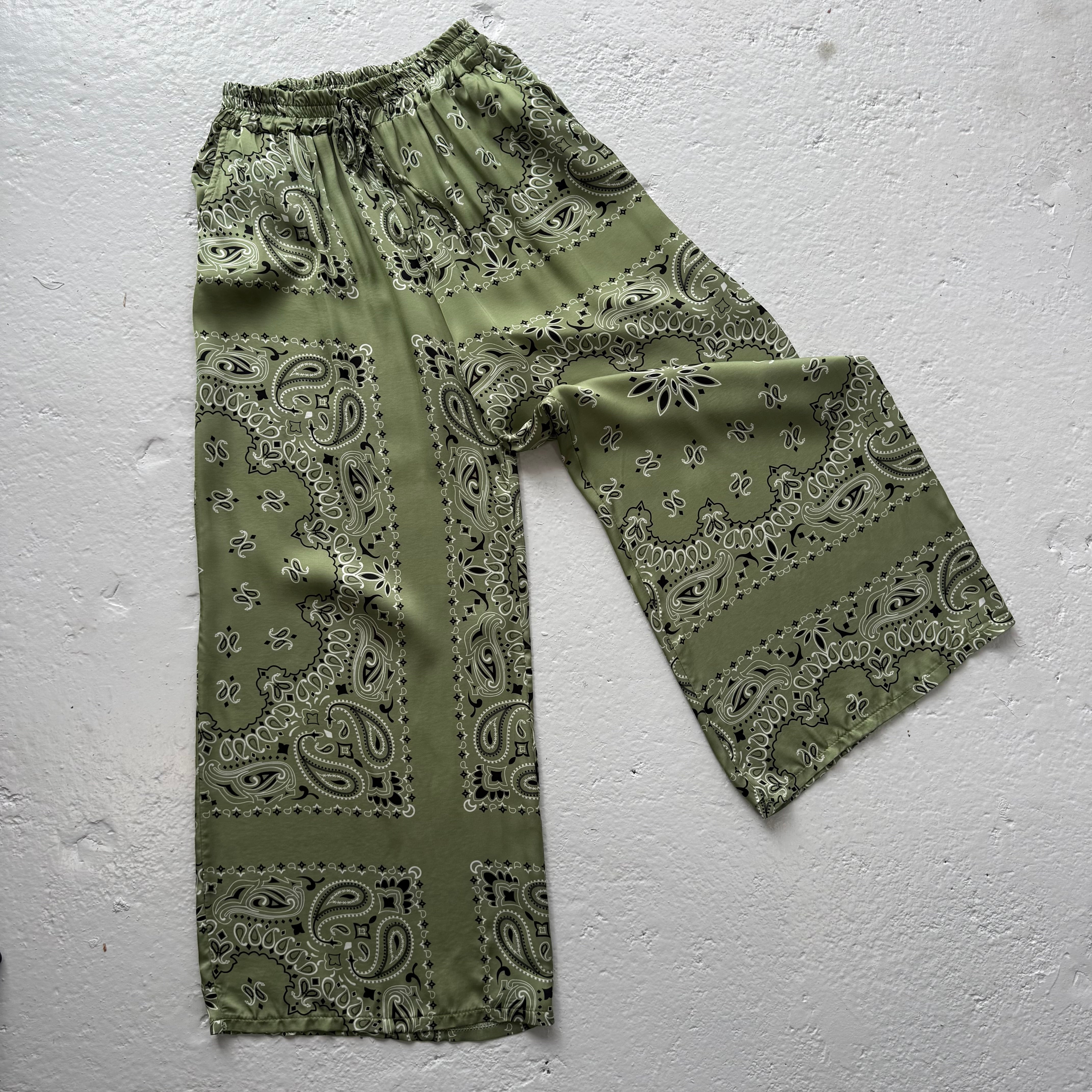 ‘ALOE’ GREEN BANDANA SILK TROUSERS CO-ORD