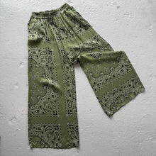 Load image into Gallery viewer, ‘ALOE’ GREEN BANDANA SILK TROUSERS CO-ORD
