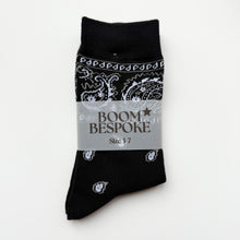 Load image into Gallery viewer, ‘INKED’ BLACK BANDANA SOCKS
