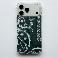 Load image into Gallery viewer, DARK GREEN EMBROIDERED BANDANA PHONE INSERT WITH CASE
