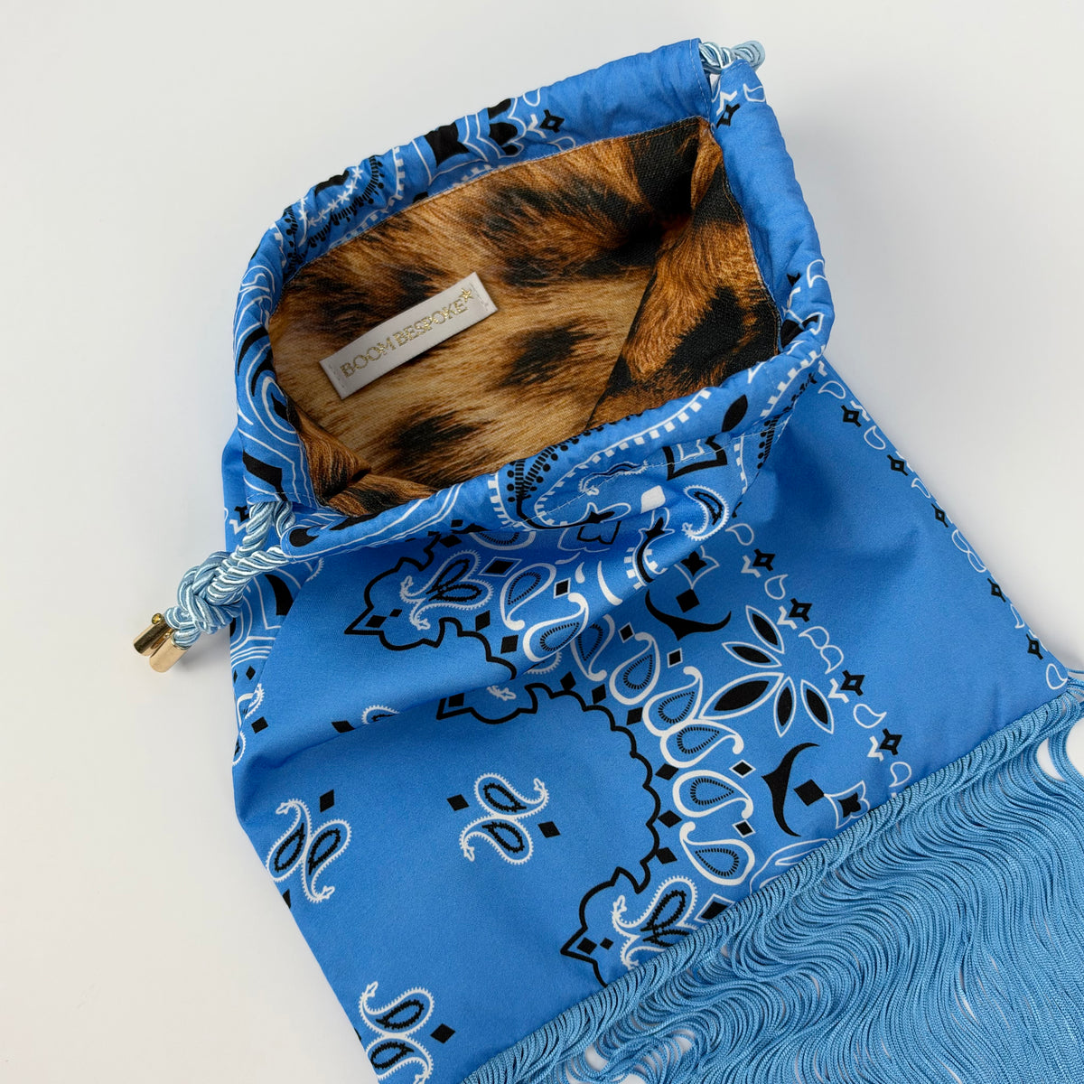 THE NANAN BLUE FRINGE POUCH BAG