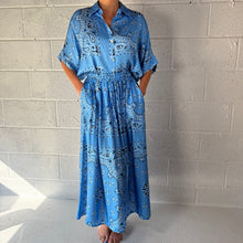 Load image into Gallery viewer, ‘AZURE’ BLUE BANDANA SILK SHIRT CO-ORD

