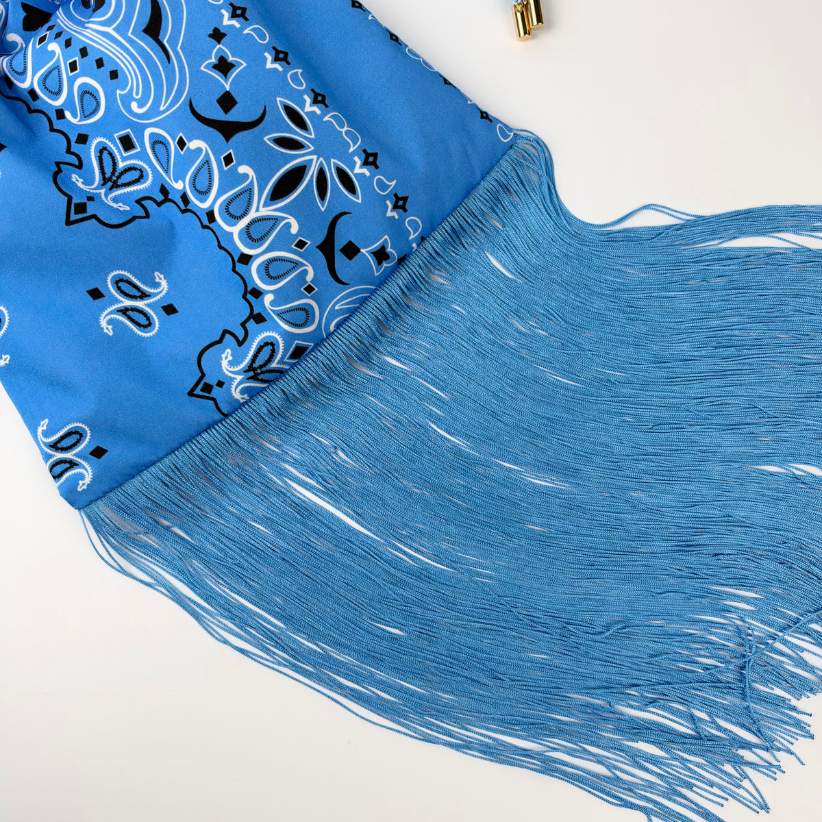 THE NANAN BLUE FRINGE POUCH BAG