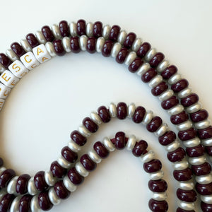 ‘BURGUNDY BERRY PEARLS’ ADJUSTABLE CROSSBODY PHONE STRAP