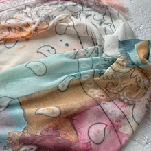 Load image into Gallery viewer, ‘WATER COLOUR’ THE LARGER MULTIWAY SQUARE BANDANA SCARF
