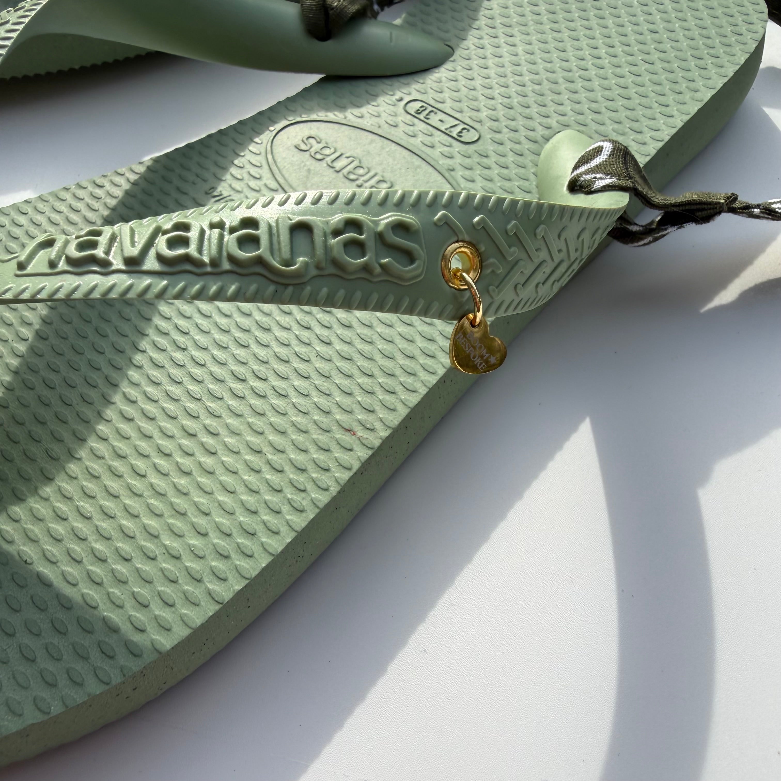 ‘SAGE’ GREEN BANDANA HAVAIANAS TOP FLIP FLOPS BY BOOM BESPOKE