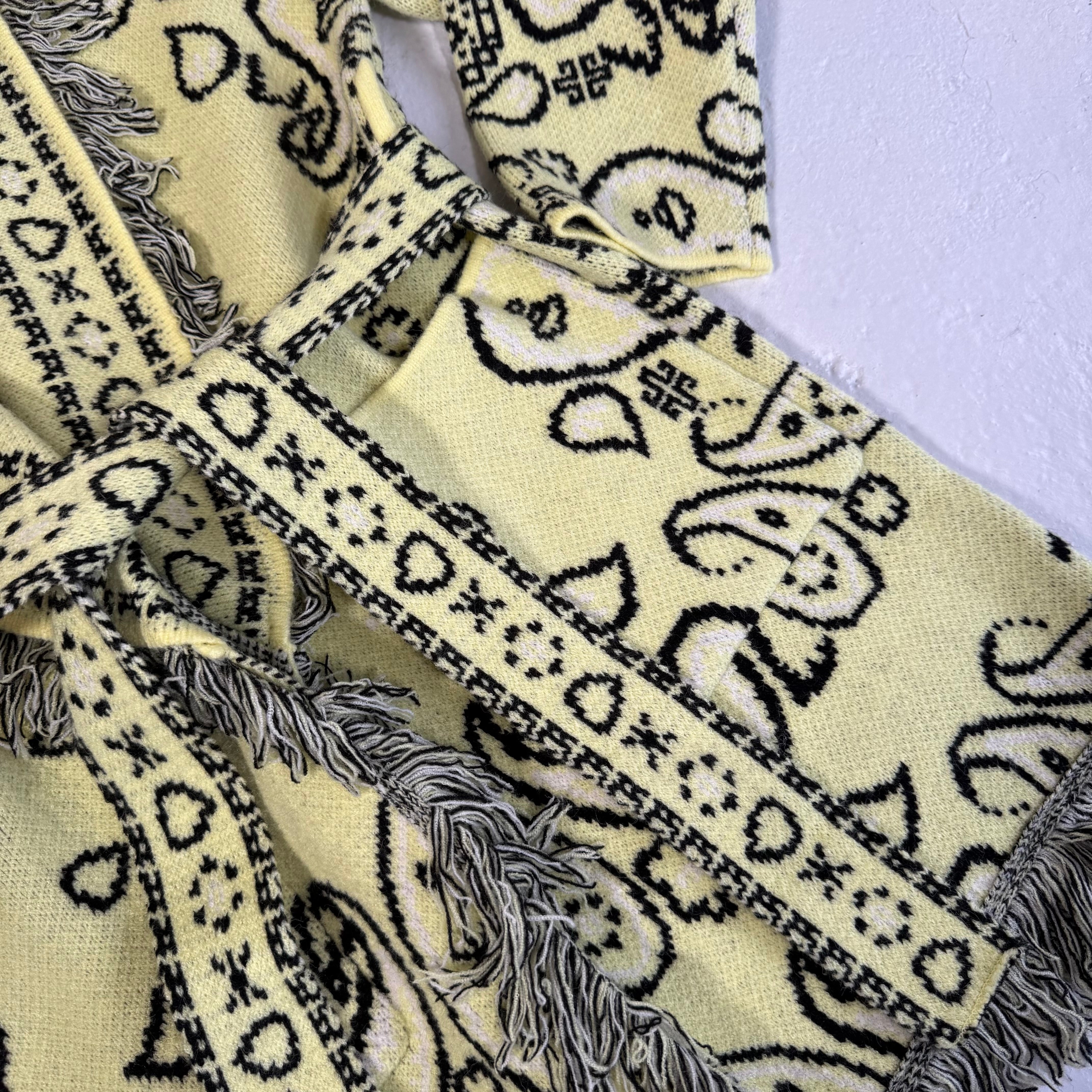 ‘BUTTER’ BANDANA KNIT BELTED LONGLINE CARDIGAN