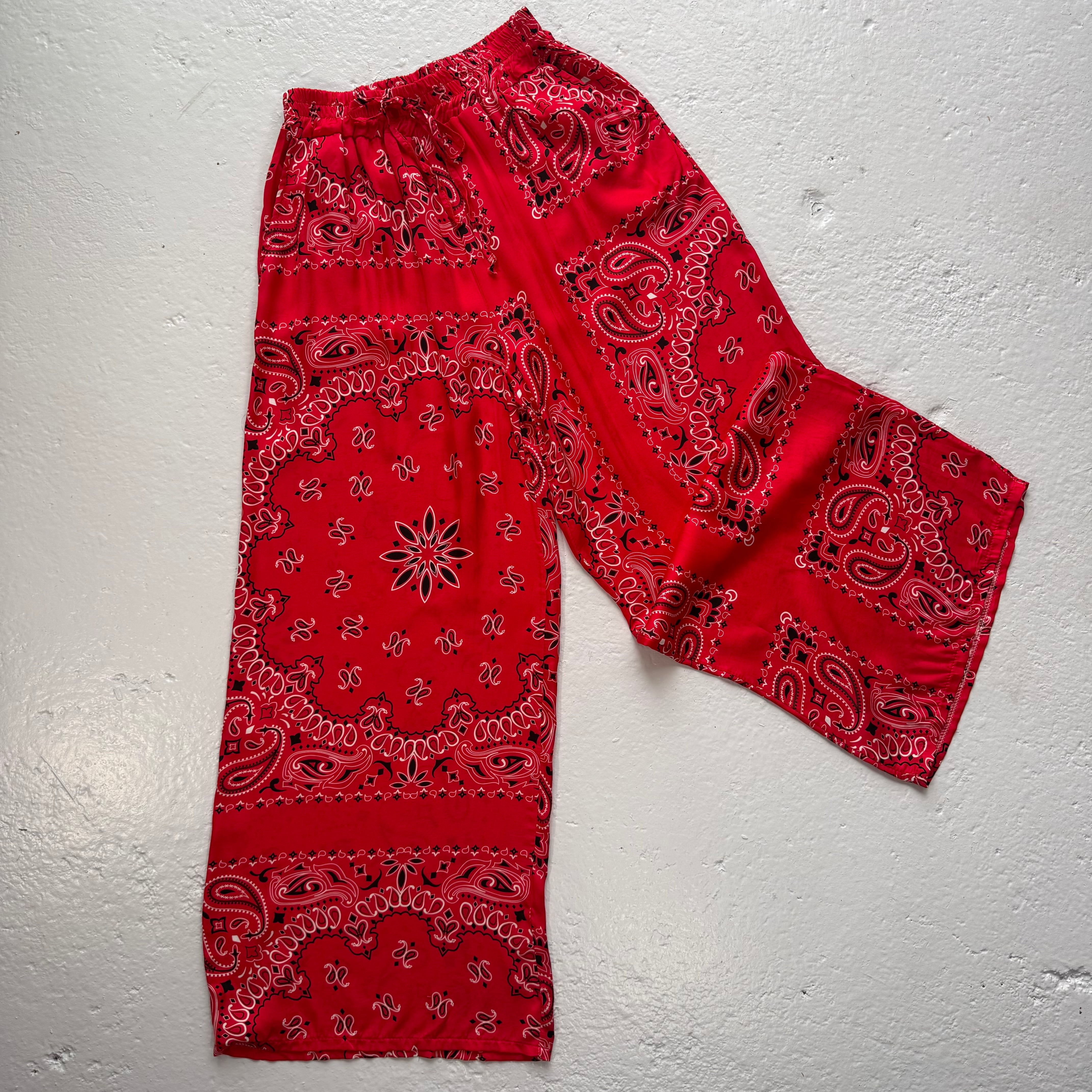 ‘CHERRY’ RED BANDANA SILK TROUSERS CO-ORD