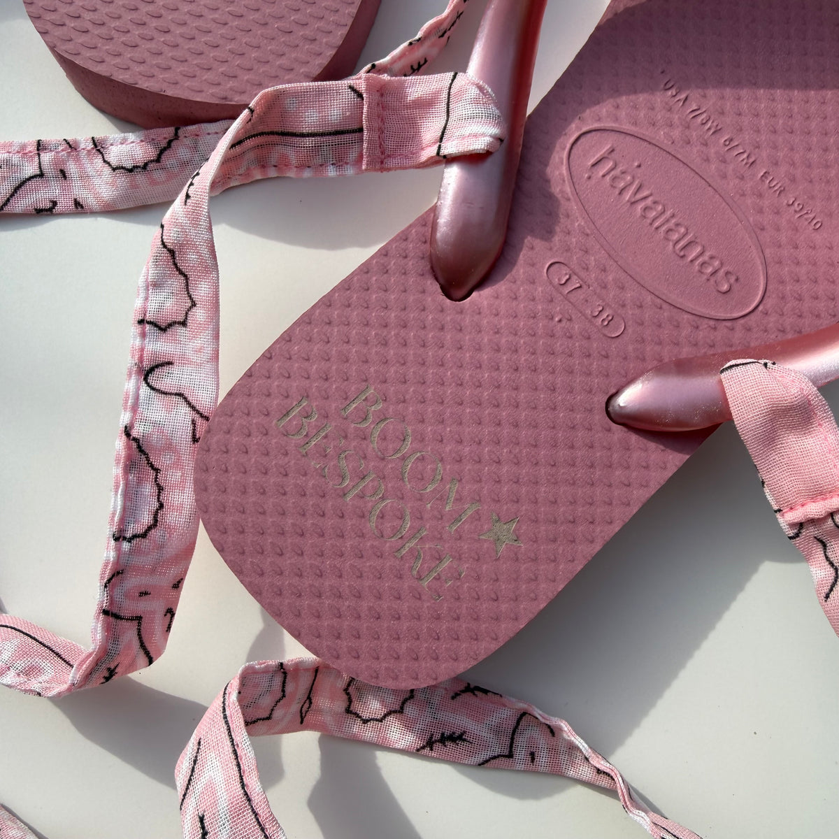 ‘BALLERINA’ PINK BANDANA HAVAIANAS TOP FLIP FLOPS BY BOOM BESPOKE