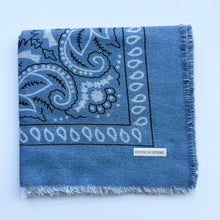 Load image into Gallery viewer, ‘FORGET ME NOT’ BLUE FINE KNIT BANDANA LARGE SCARF
