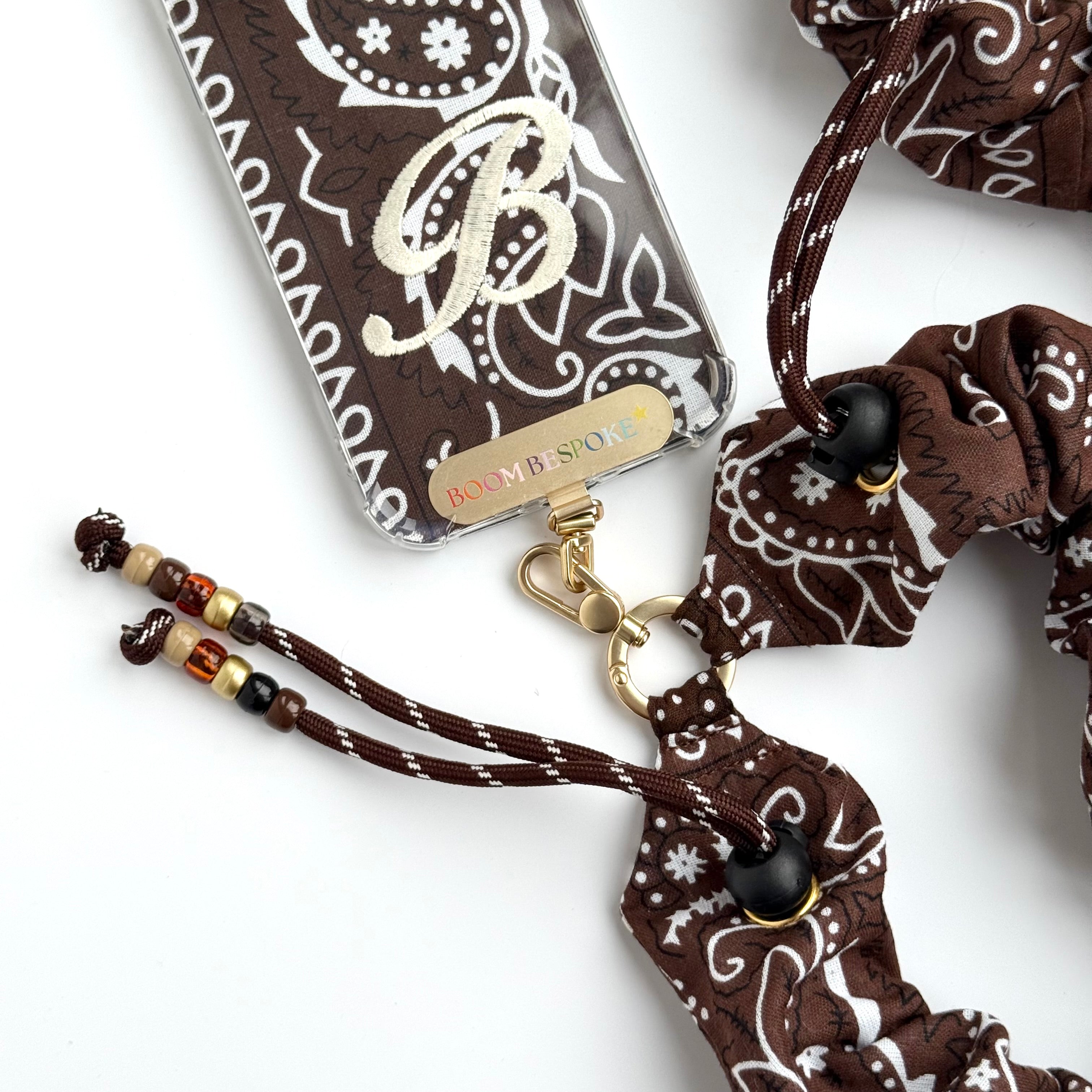BROWN BANDANA ADJUSTABLE CROSSBODY PHONE STRAP