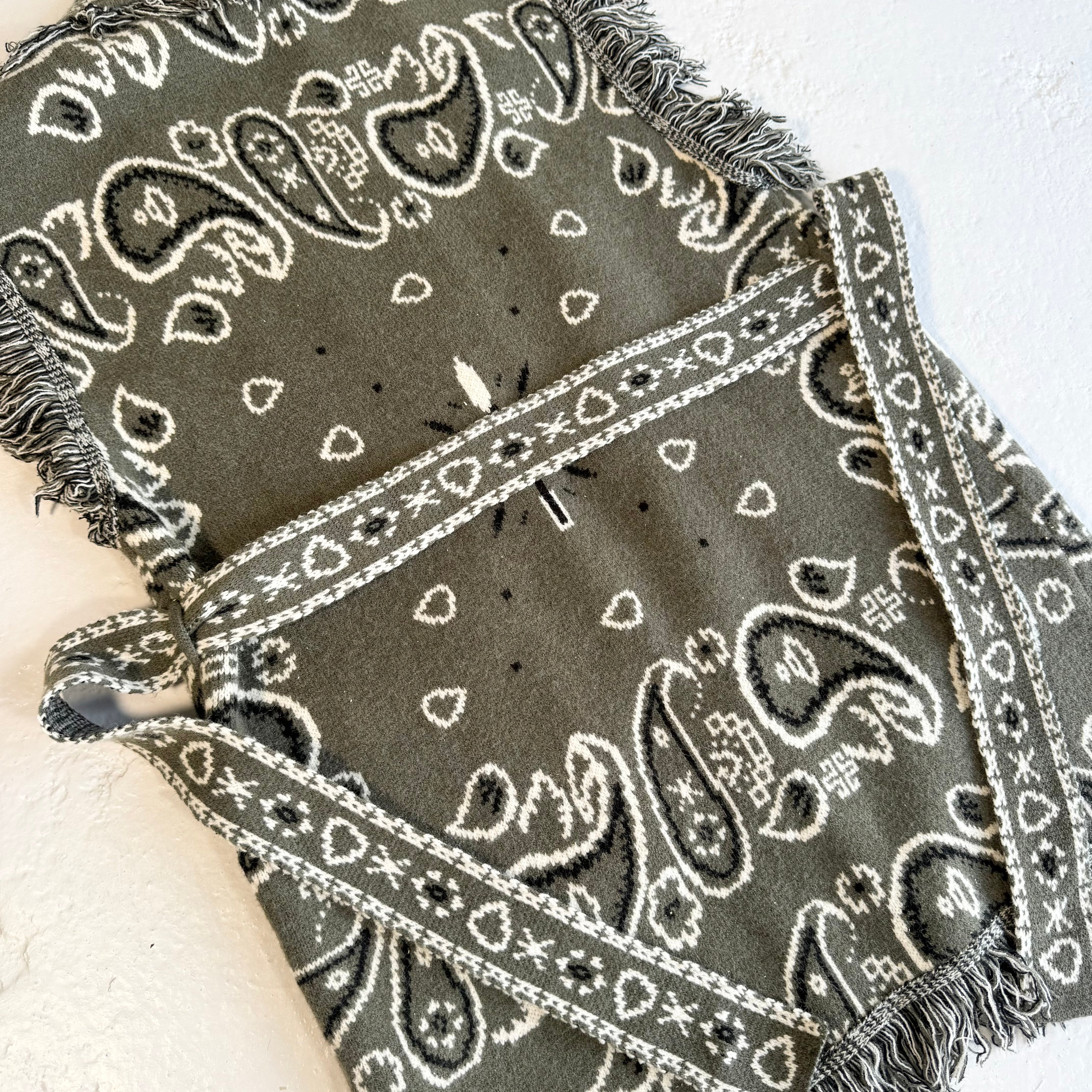 ‘OLIVE’ BANDANA KNIT BELTED LONGLINE SLEEVELESS CARDIGAN