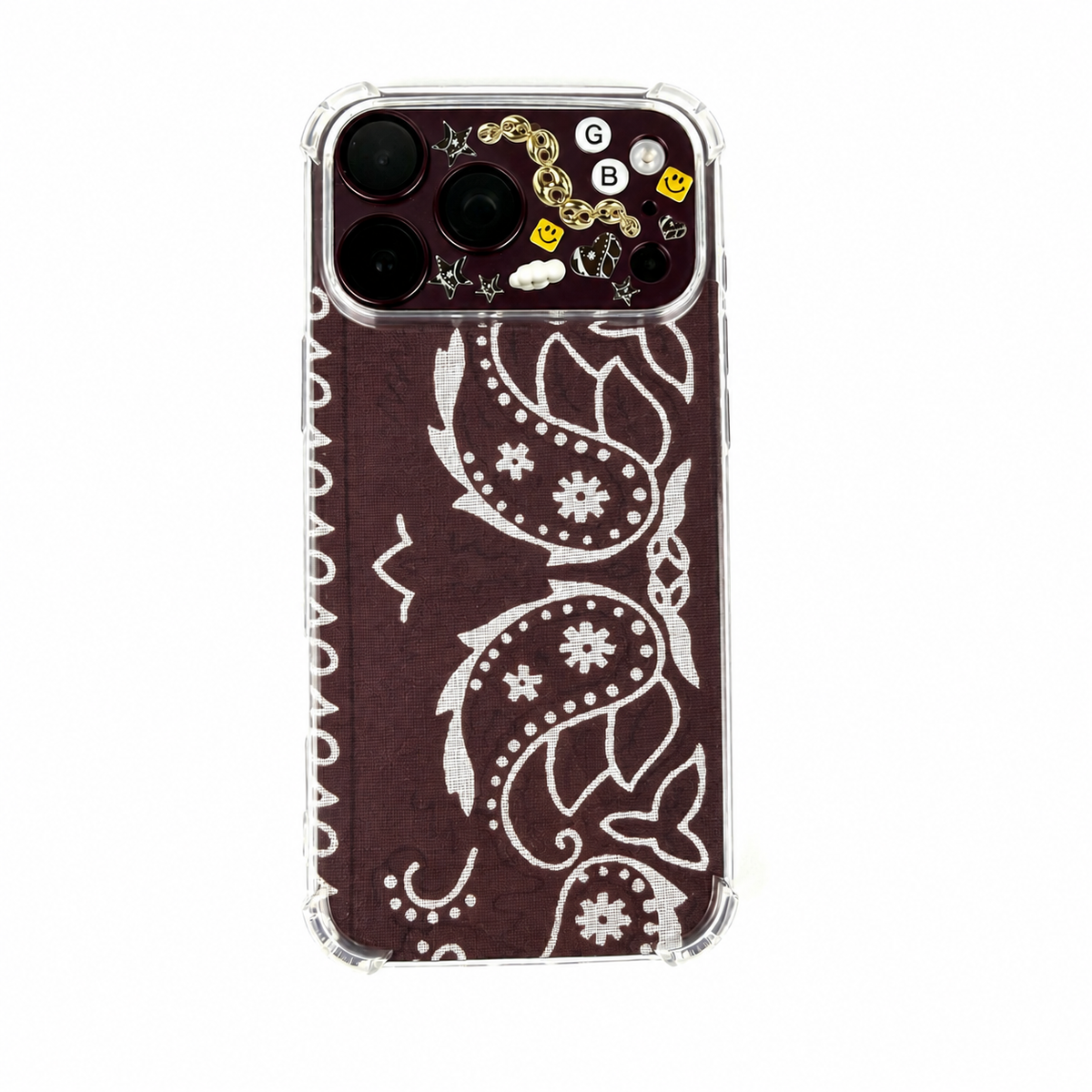 NEW BURGUNDY EMBROIDERED BANDANA PHONE INSERT WITH CASE