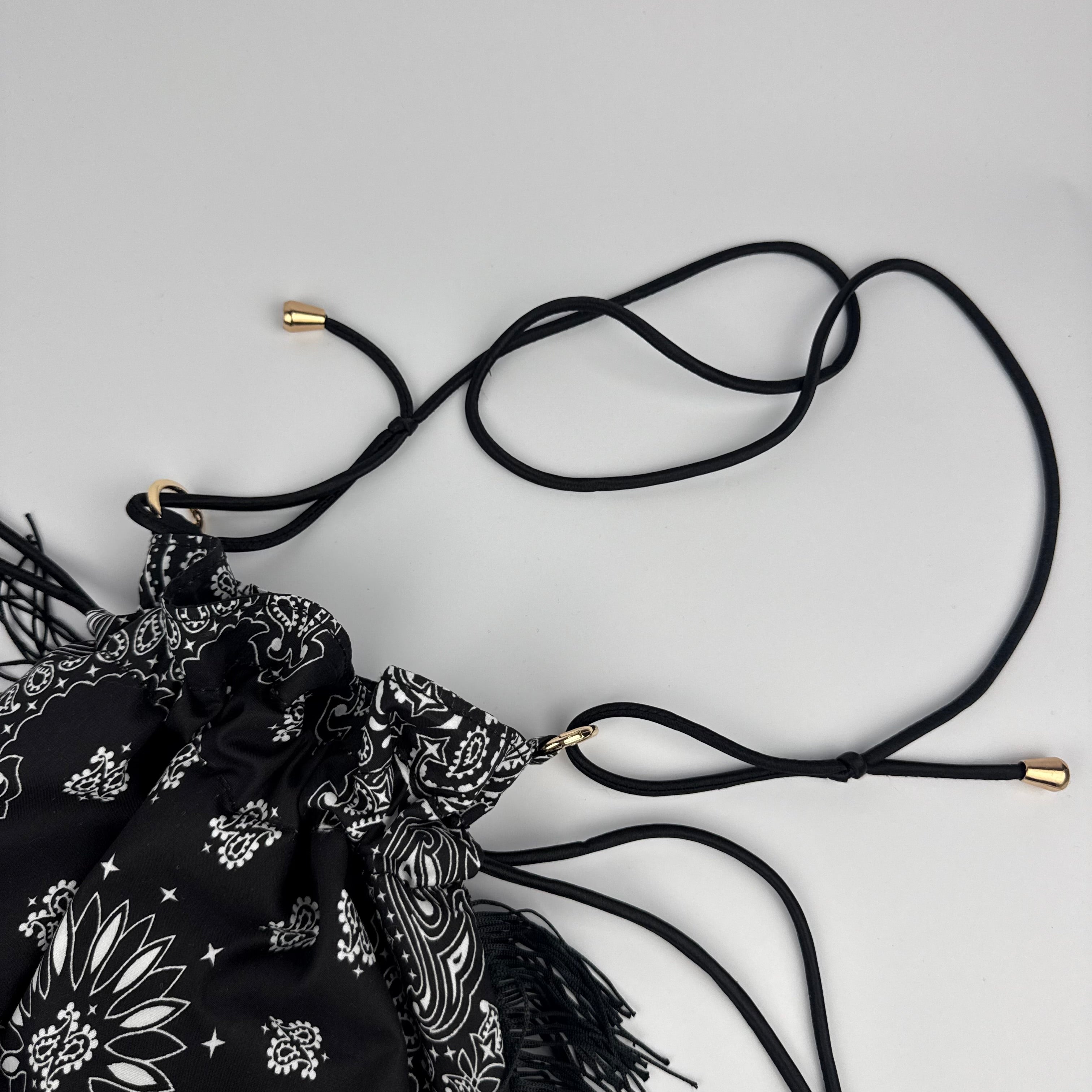 'CAVIAR' BLACK BANDANA POUCH BAG