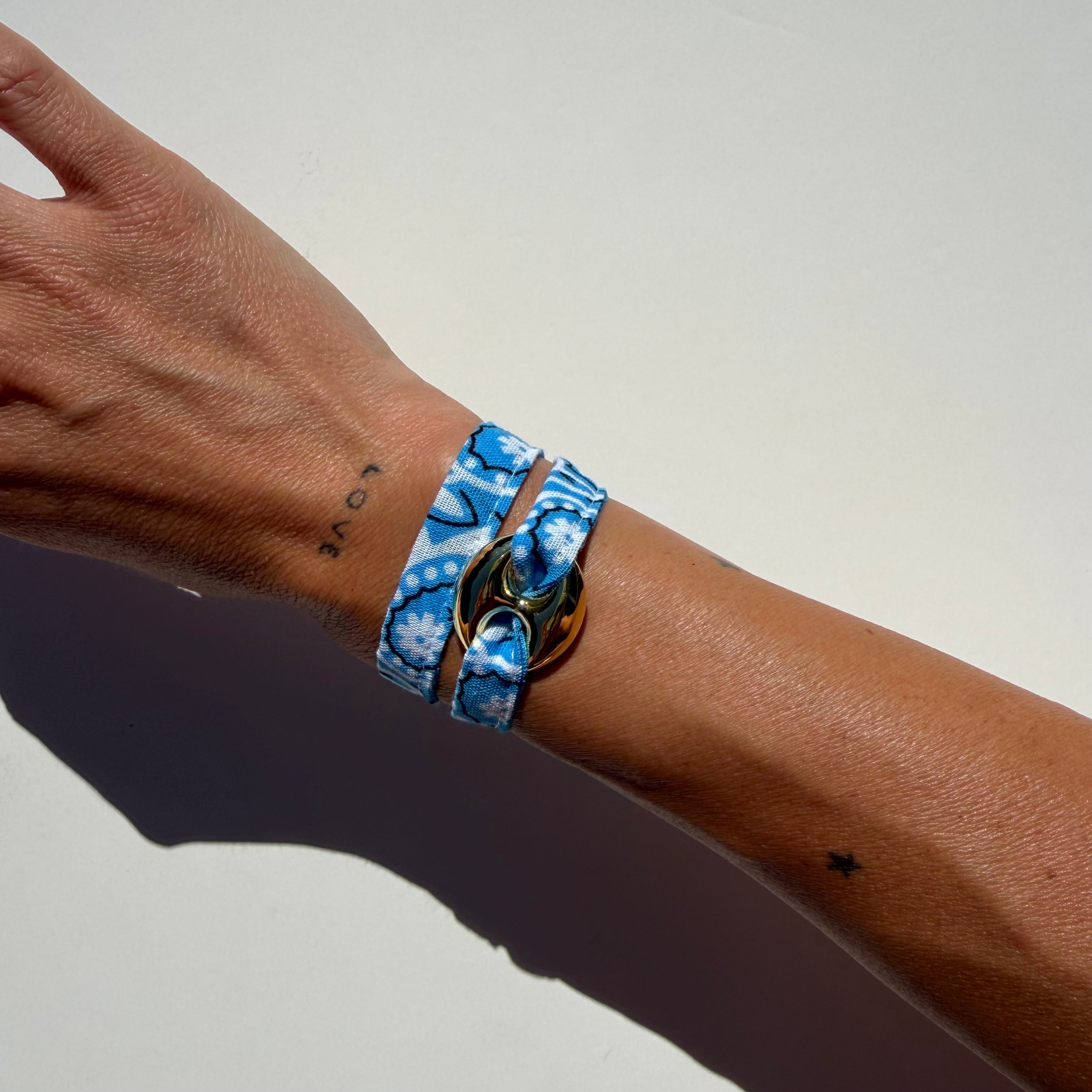 ‘BLUEBERRY’ BLUE BANDANA WRAP BRACELET BY BOOM BESPOKE