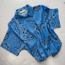 Load image into Gallery viewer, ‘AZURE’ BLUE BANDANA SILK SHIRT CO-ORD
