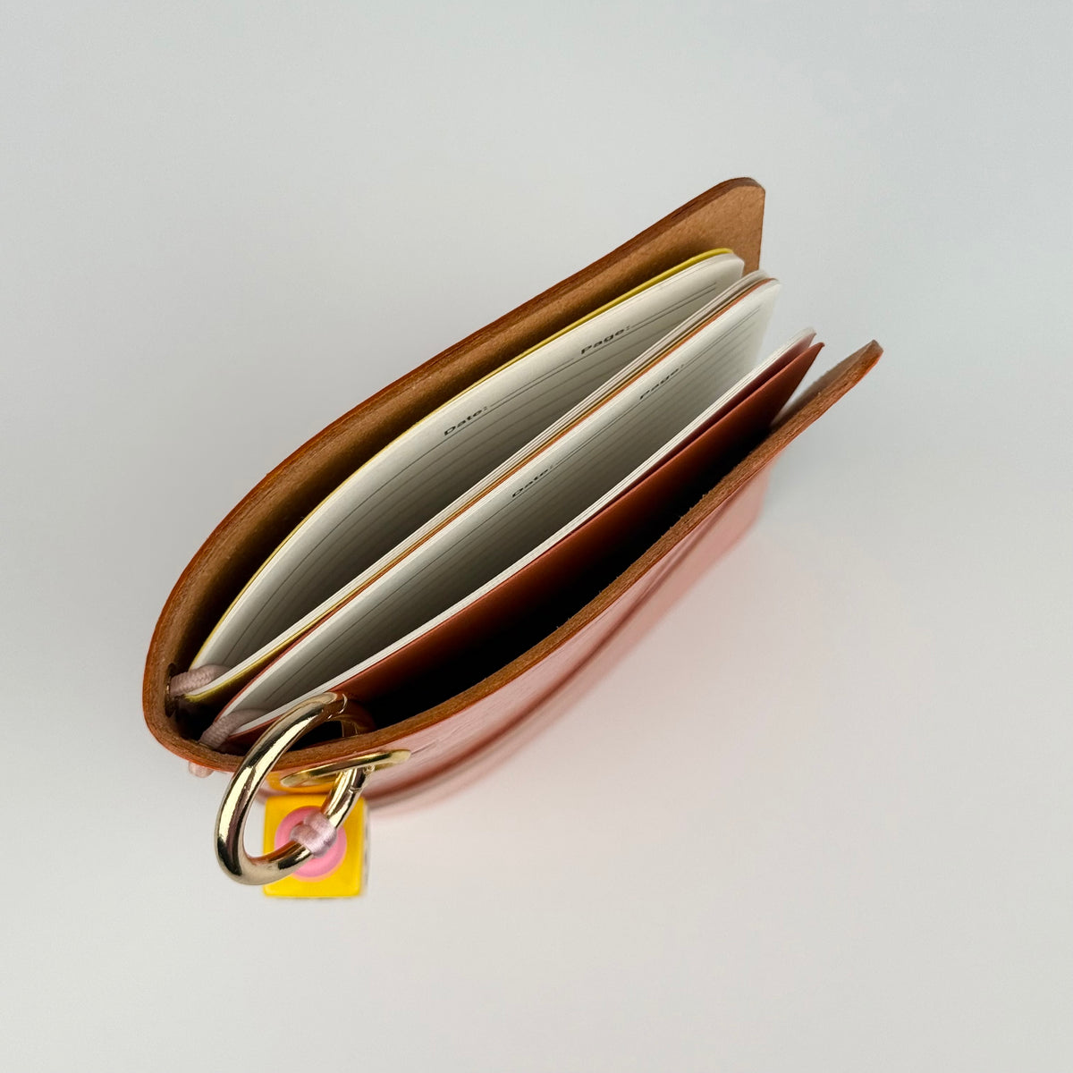 ORANGE LEATHER BOOM BINDER POCKET SIZE JOURNAL COVER