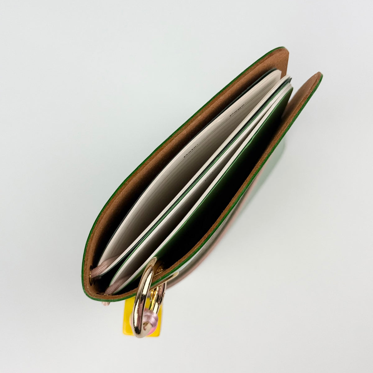 GREEN LEATHER BOOM BINDER POCKET SIZE JOURNAL COVER