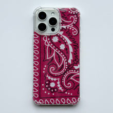 Load image into Gallery viewer, HOT PINK EMBROIDERED BANDANA PHONE INSERT WITH CASE
