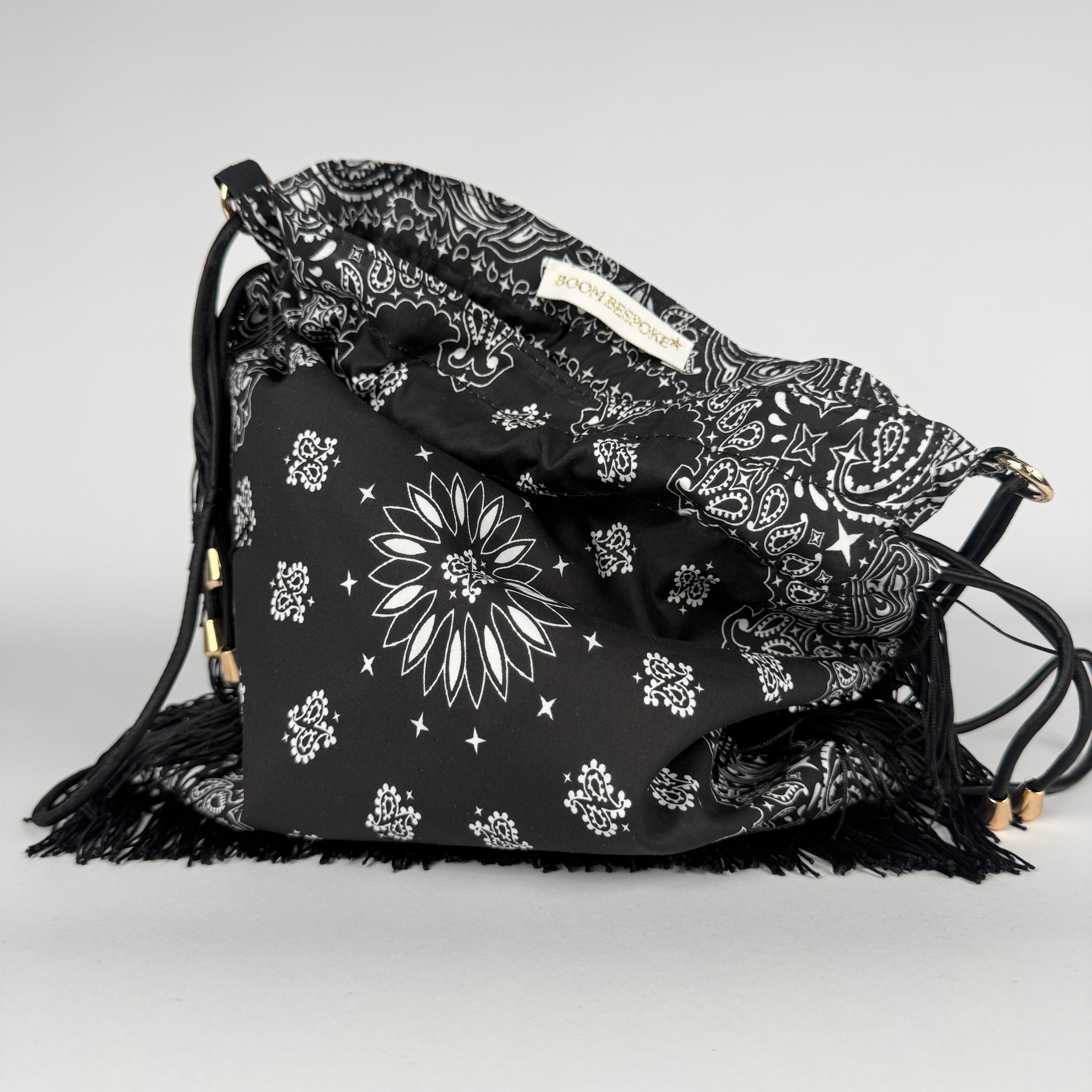 'CAVIAR' BLACK BANDANA POUCH BAG