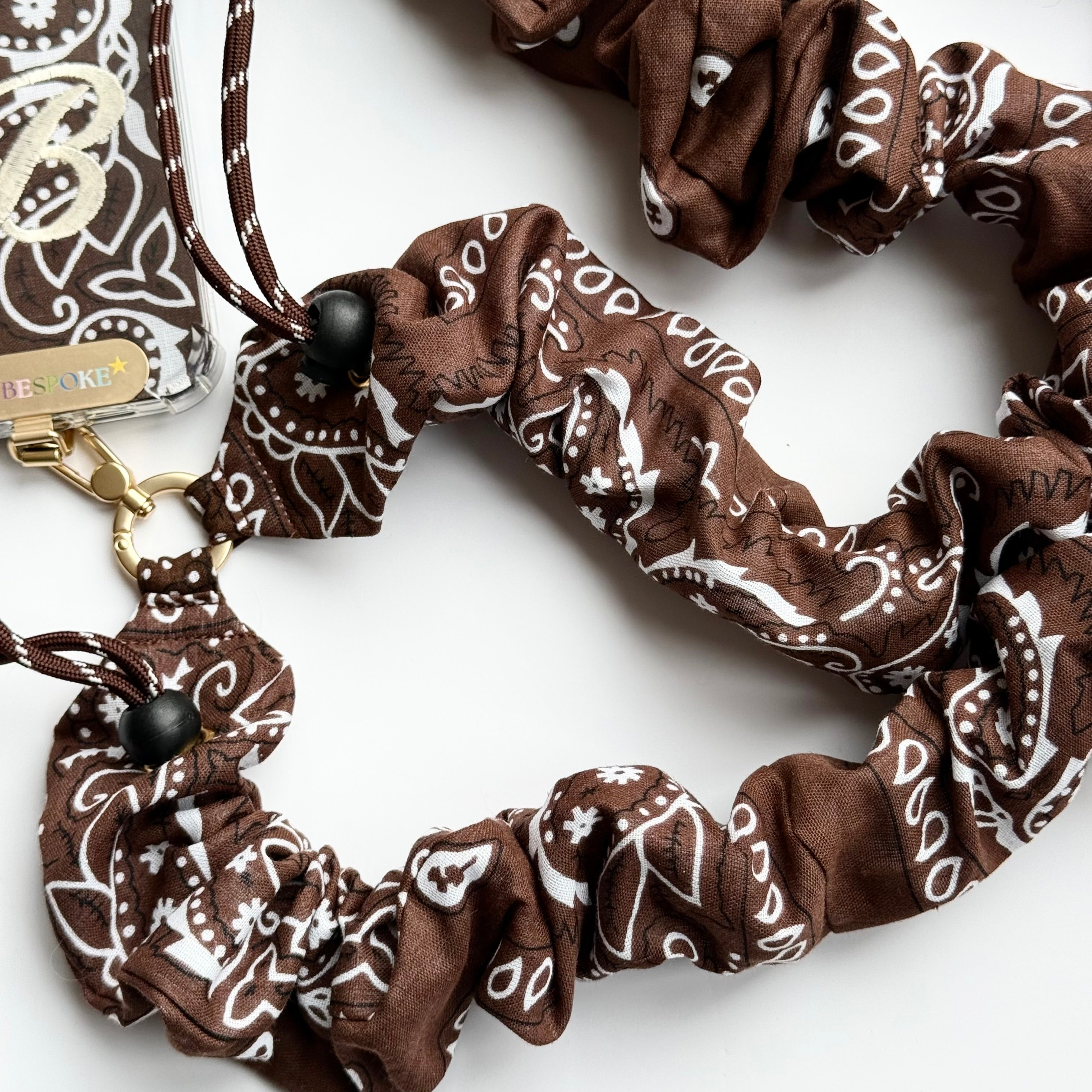 BROWN BANDANA ADJUSTABLE CROSSBODY PHONE STRAP