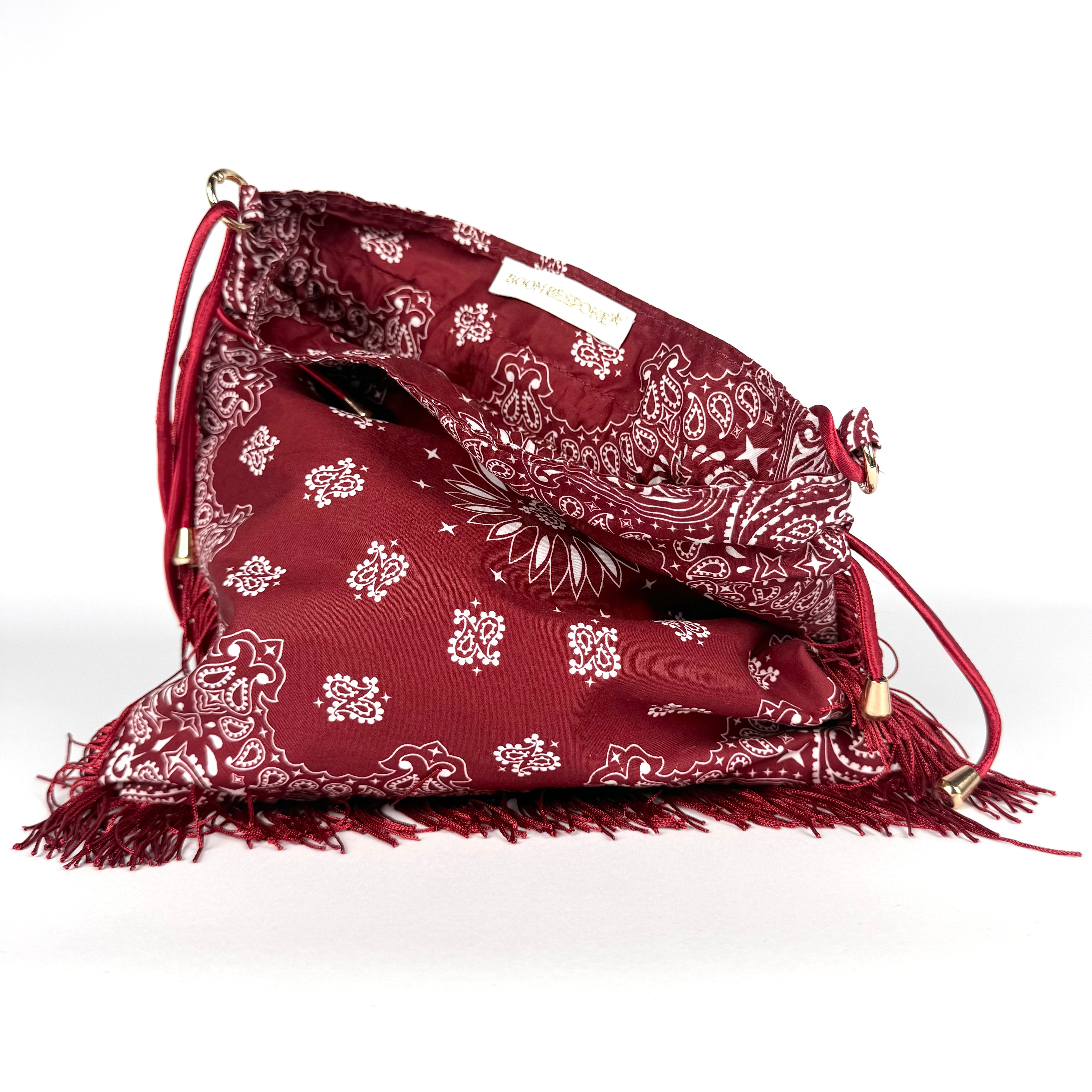 'SOUR CHERRY' BURGUNDY BANDANA POUCH BAG