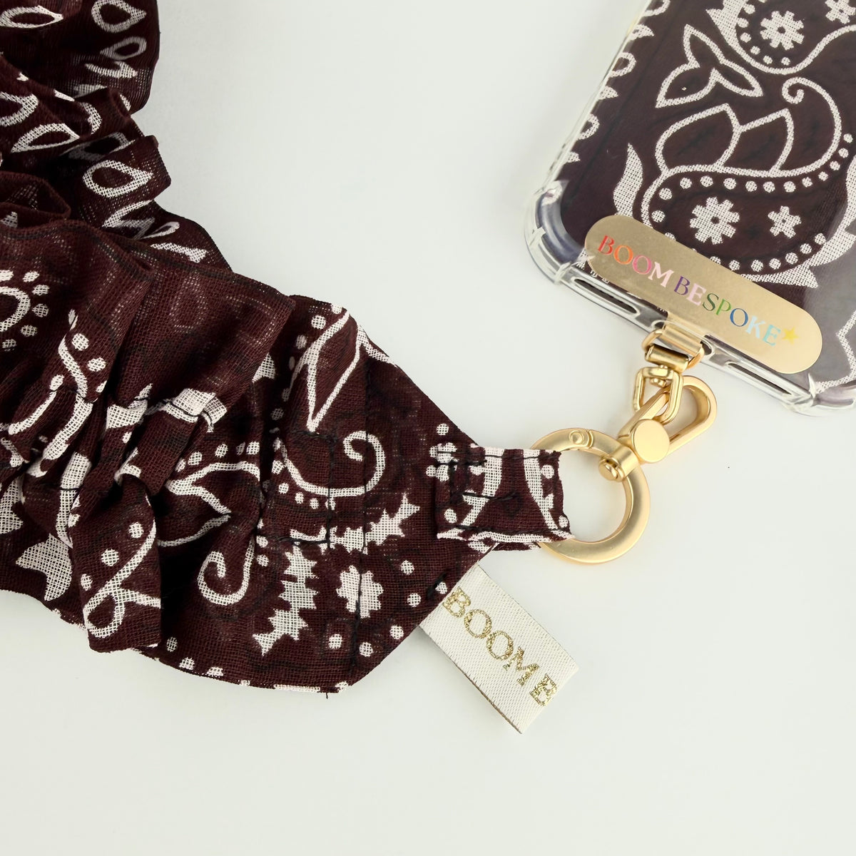 NEW BURGUNDY RUFFLE BANDANA WRISTLET  PHONE STRAP