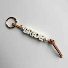 Load image into Gallery viewer, ‘BRIDE’ CHUNKY LEATHER BEADED BAG CHARM BY BOOM BESPOKE
