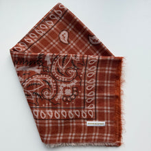 Load image into Gallery viewer, ‘RUST’ BURNT ORANGE CHEQUERED FINE KNIT BANDANA LARGE SCARF
