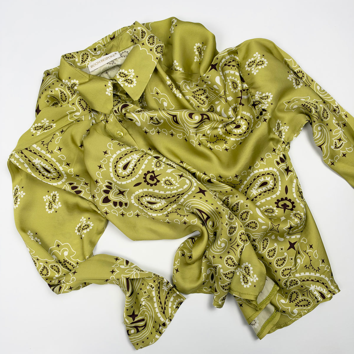 'LIME SORBET' GREEN BANDANA SILKY SHIRT & TROUSER SET