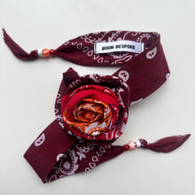 Load image into Gallery viewer, RED OMBRÉ BANDANA ROSE CHOKER BY BOOM BESPOKE
