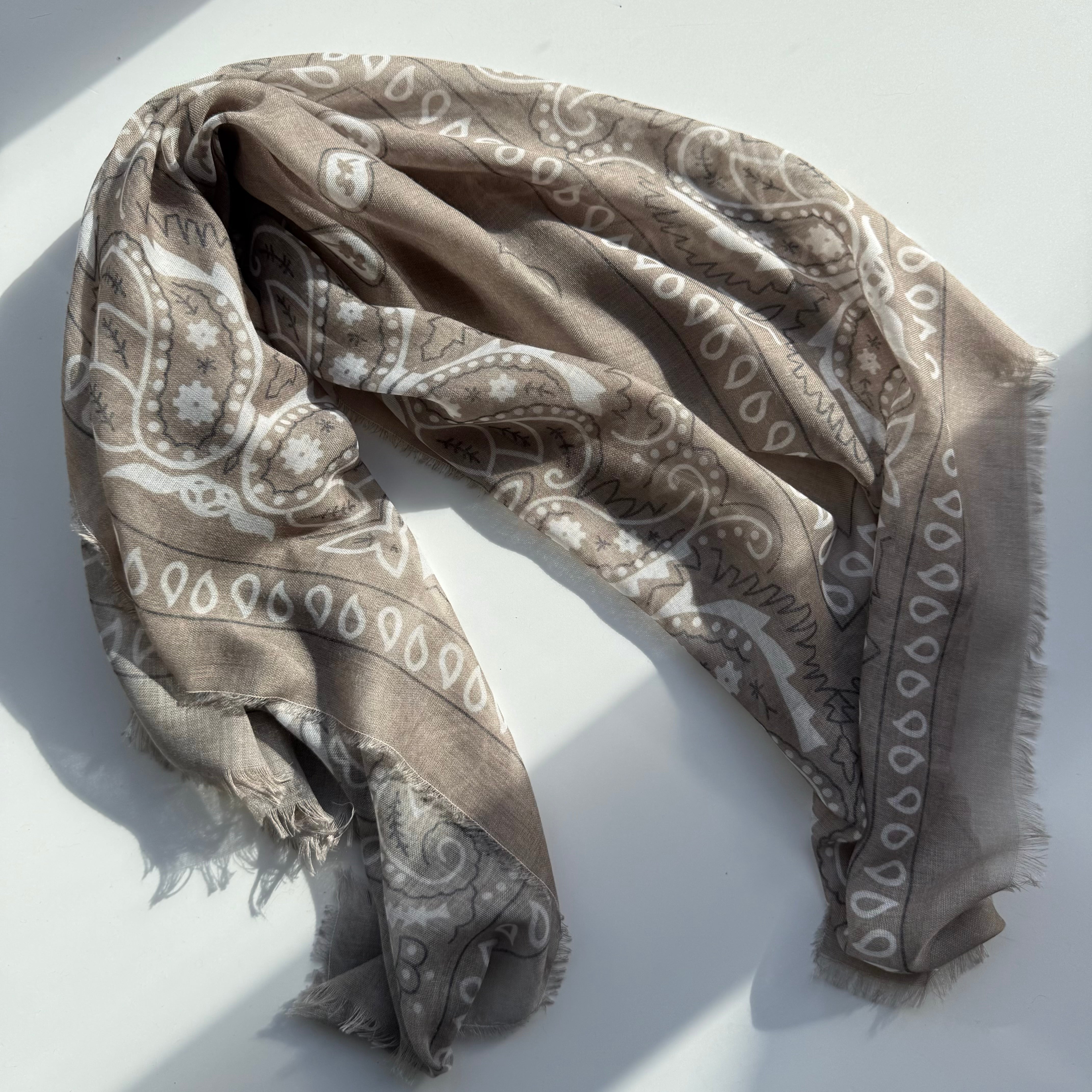 ‘TEA’ TAUPE THE MULTIWAY SQUARE BANDANA SCARF
