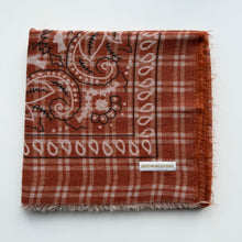 Load image into Gallery viewer, ‘RUST’ BURNT ORANGE CHEQUERED FINE KNIT BANDANA LARGE SCARF
