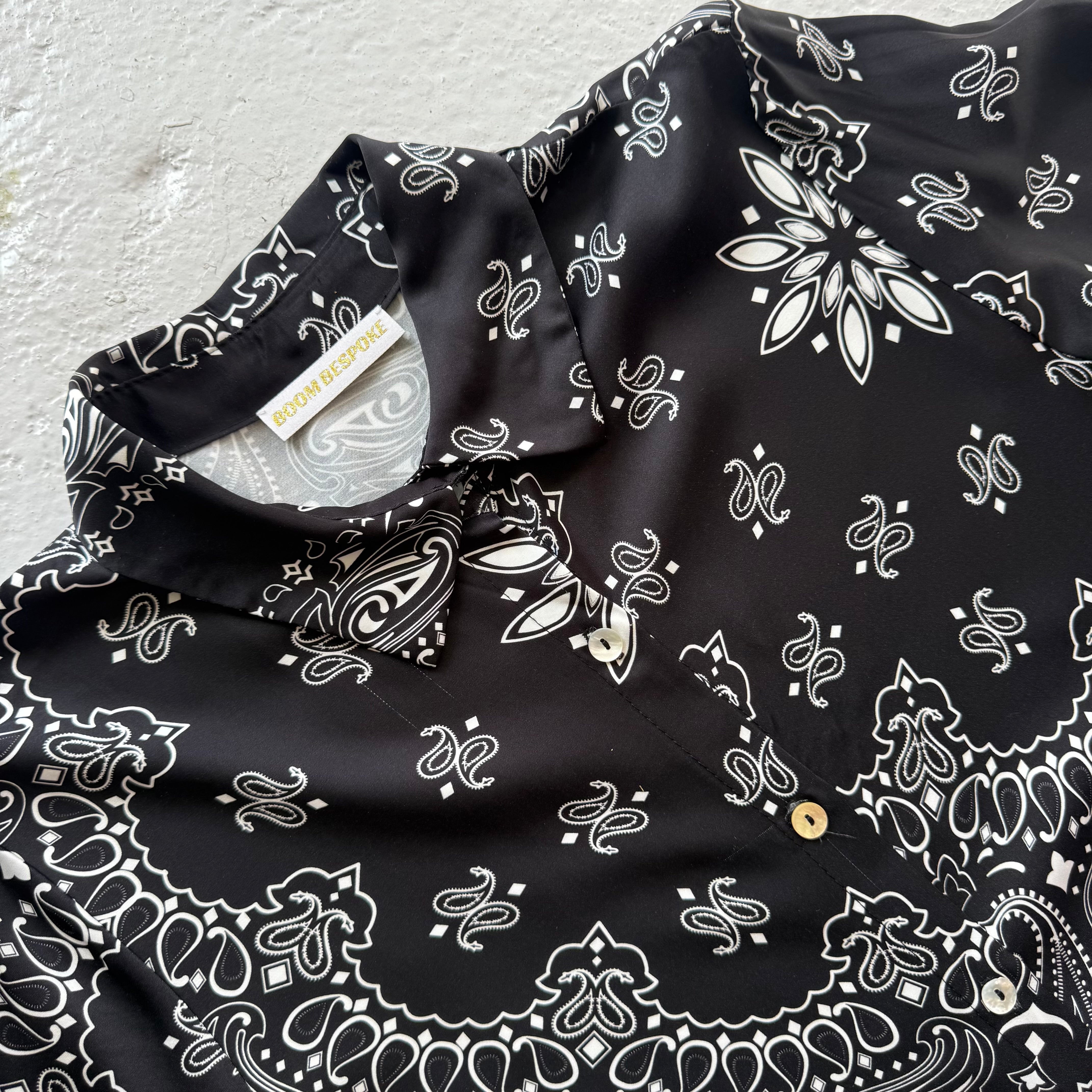 ‘INKED’ BLACK BANDANA SILK MAXI SHIRT DRESS